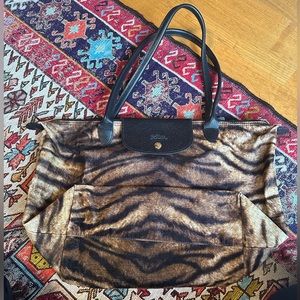 Longchamp Velvet Bag - Medium - Brown and Black